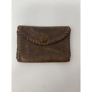 Antique Small Brown Leather Wallet 3.5”